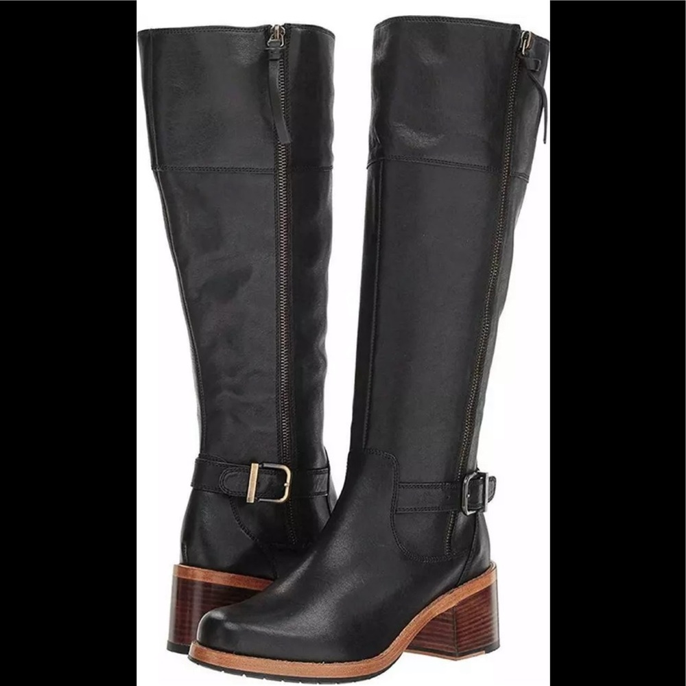 NEW Clarksdale Sona Black Leather Boots